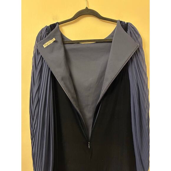 Eliza J Navy Blue Velvet Balloon Long Sleeve Dress Size 6 Cocktail Party - Picture 4 of 6